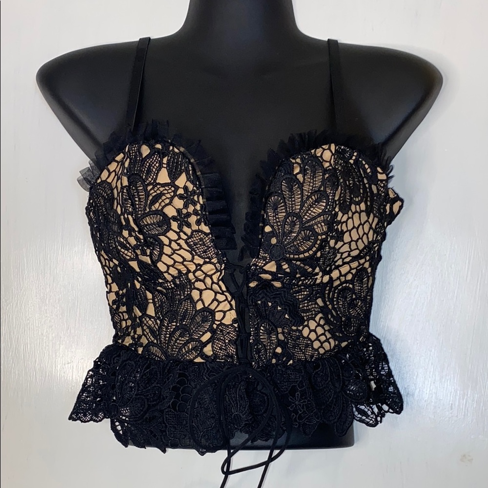 Sexy Black Lace Bustier Top S